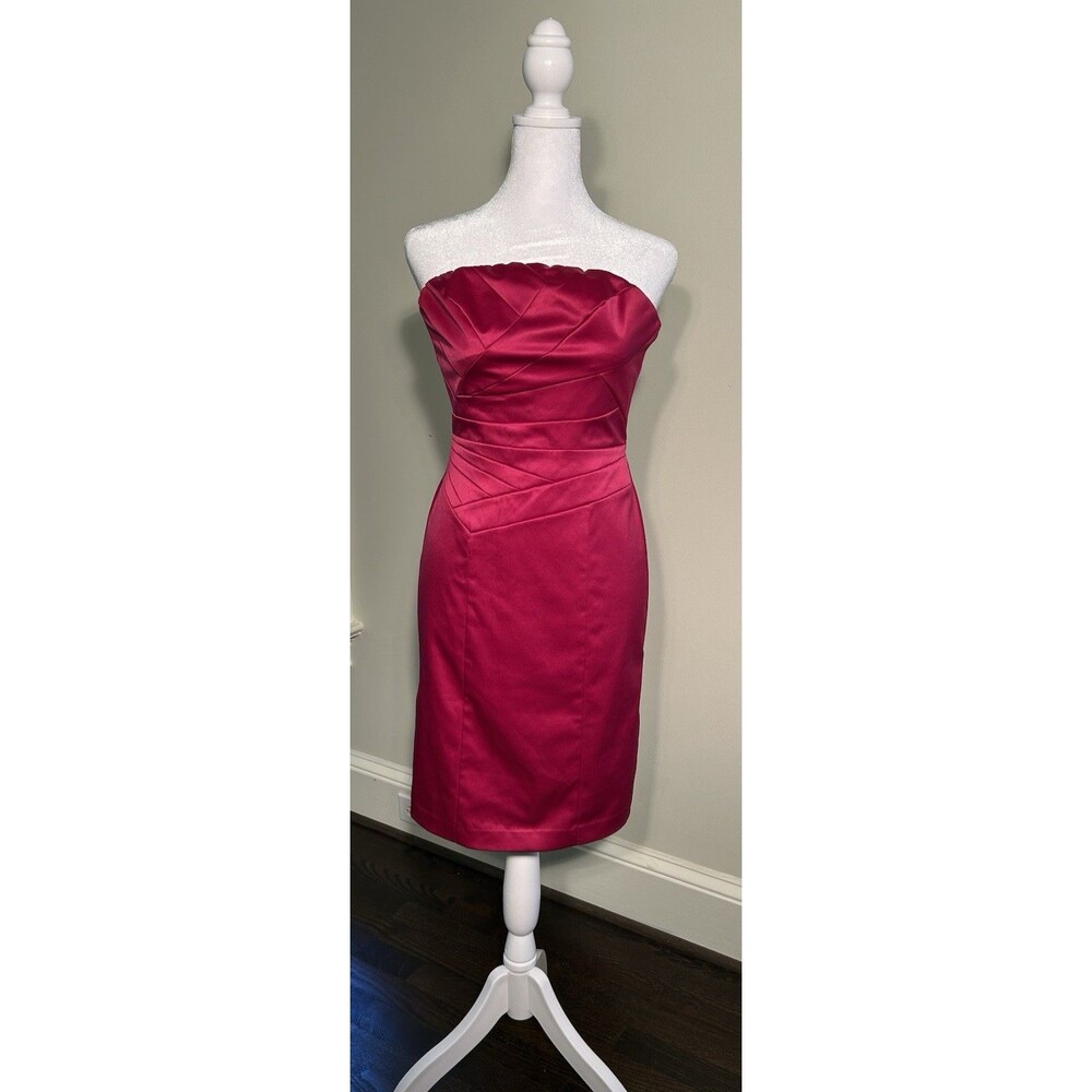 The Limited Strapless Fuchsia Cocktail Dress Size 0 Satin Bridesmaid Prom Formal